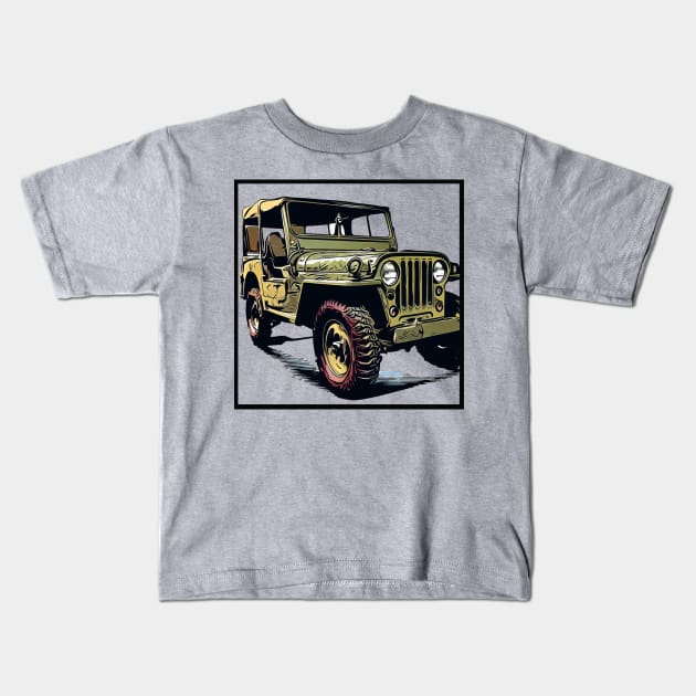 Jeep Willys Kids T-Shirt by VirtuDivine Art